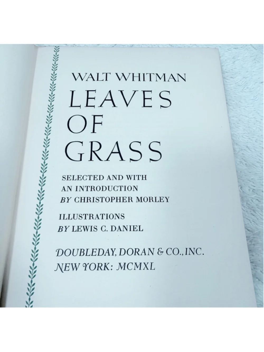 Leaves of Grass Walt Whitman 1940 Illustrated Doubleday Doran Vintage Hardcover
